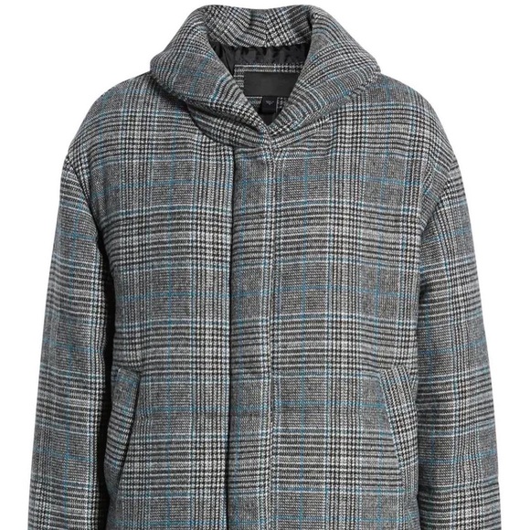 Something Navy Plaid Super Puff jacket NWT - Picture 2 of 6